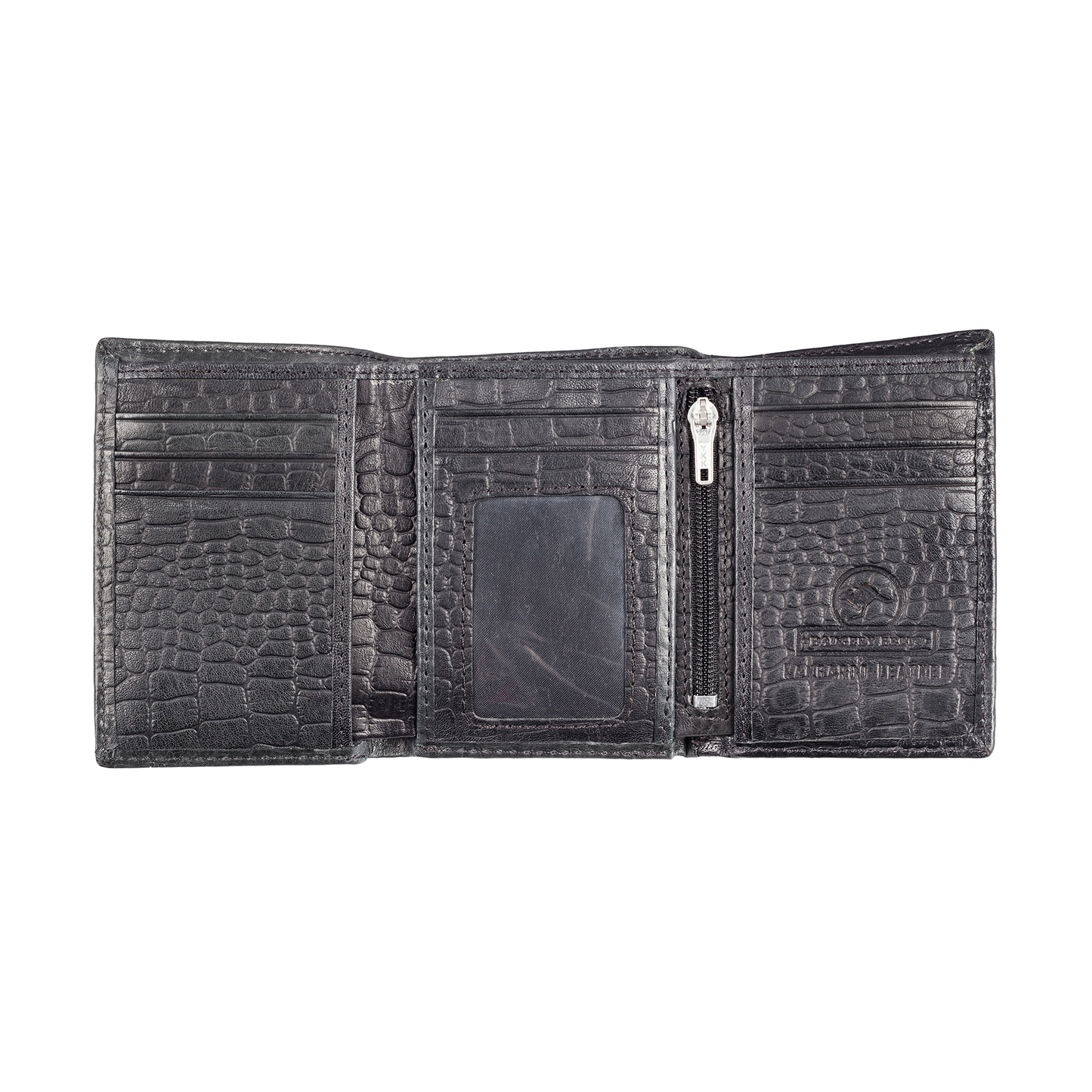 Genuine Kangaroo Leather Wallet Croc Print Double Fold