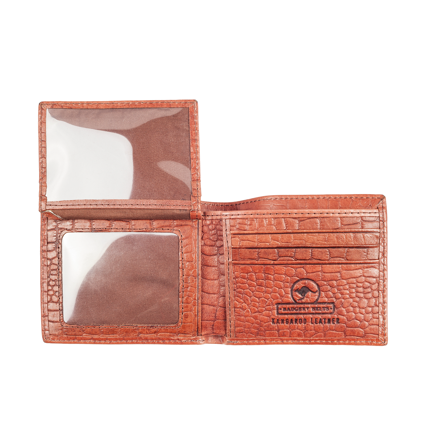 Genuine Kangaroo Leather Wallet Croc Print Single Fold