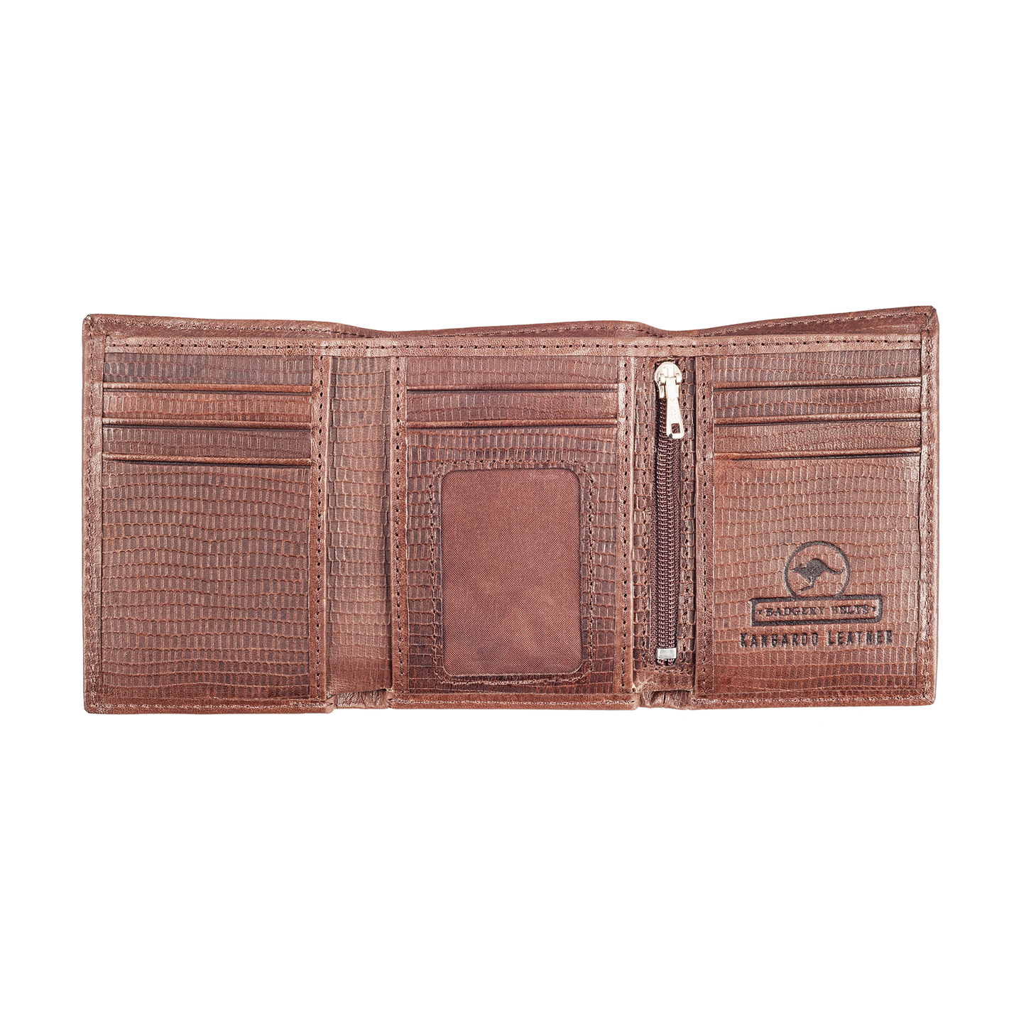 Genuine Kangaroo Leather RFID Wallet Snake Print Double Fold