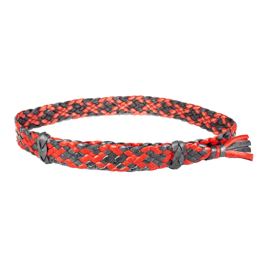 Sydney - Kangaroo Leather Hat Band - 8 Plait Flat Leather Red/Black