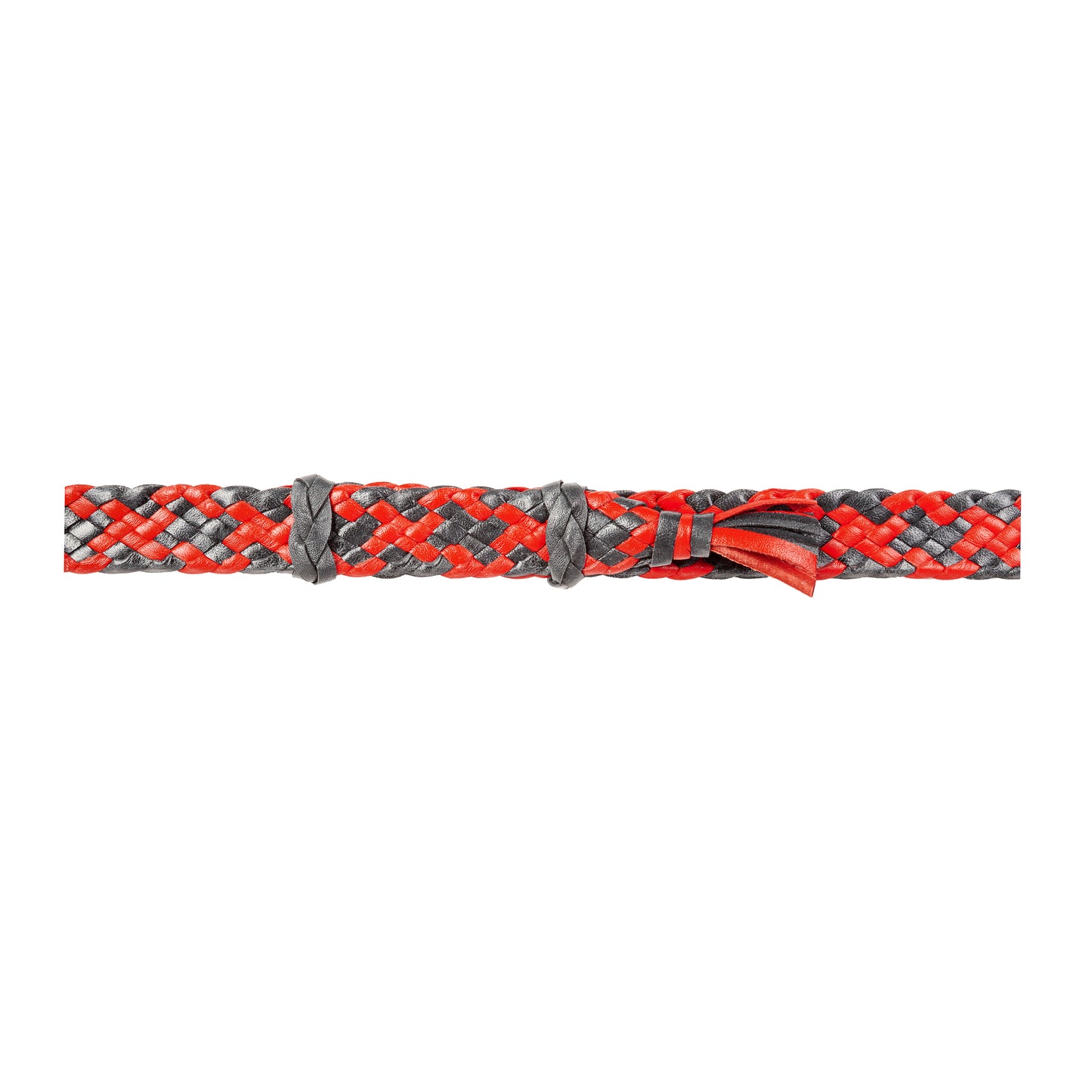 Sydney - Kangaroo Leather Hat Band - 8 Plait Flat Leather Red/Black