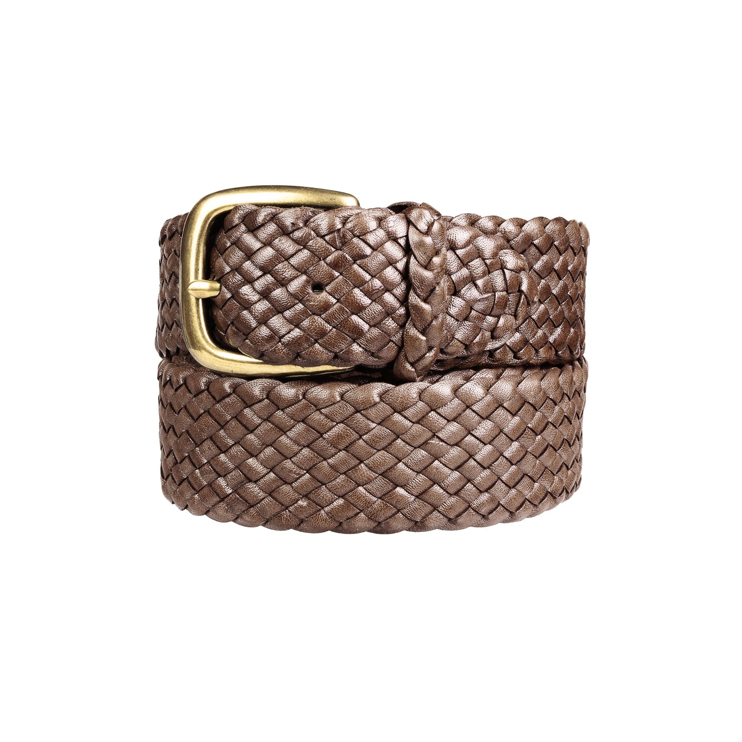 Premium Men's Leather Work Belts: Handcrafted in Australia from Full Grain Leather. solid brass buckle with 10 strands of Australian Kangaroo Leather on white background.