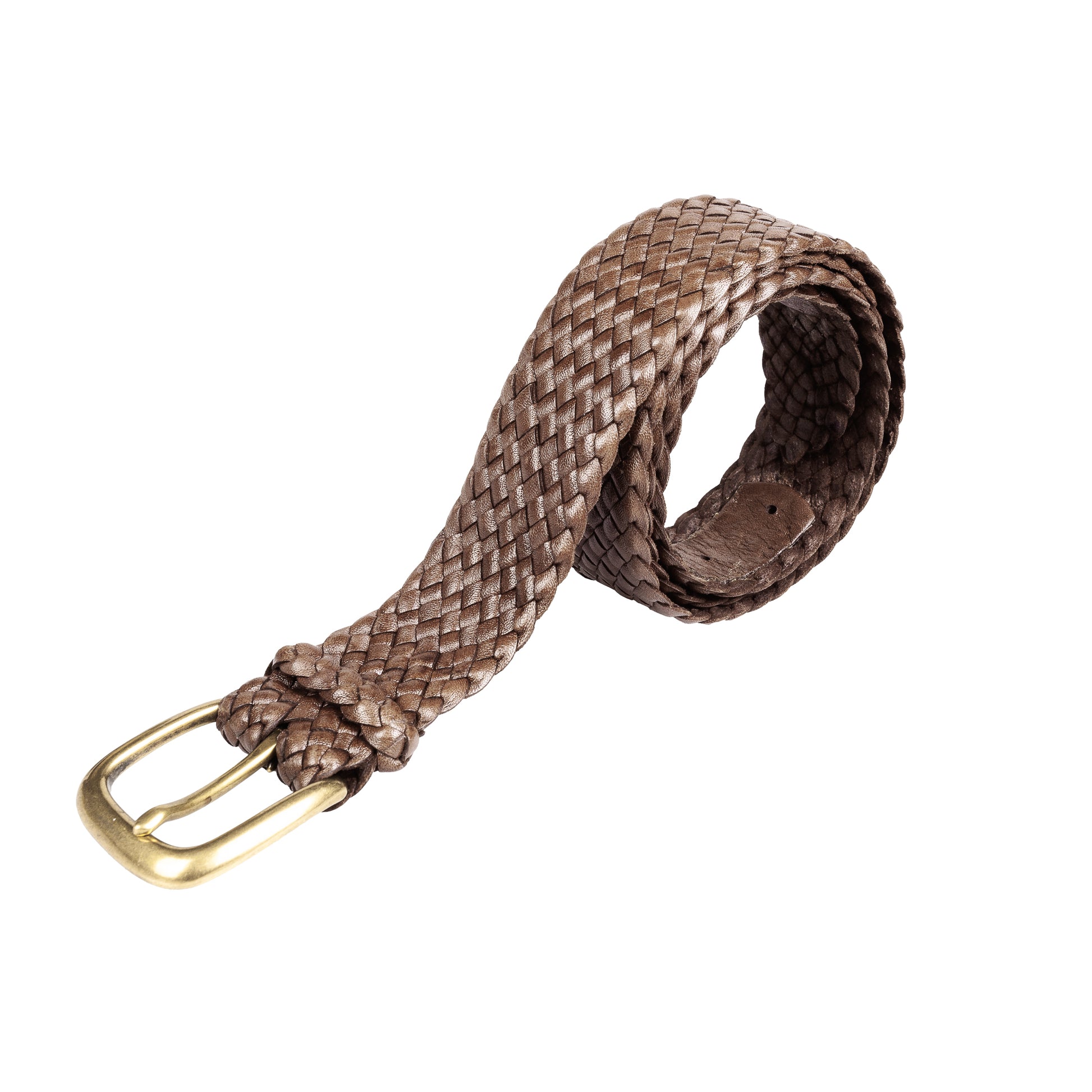 Premium Men's Leather Work Belts: Handcrafted in Australia from Full Grain Leather. solid brass buckle with 10 strands of Australian Kangaroo Leather on white background.